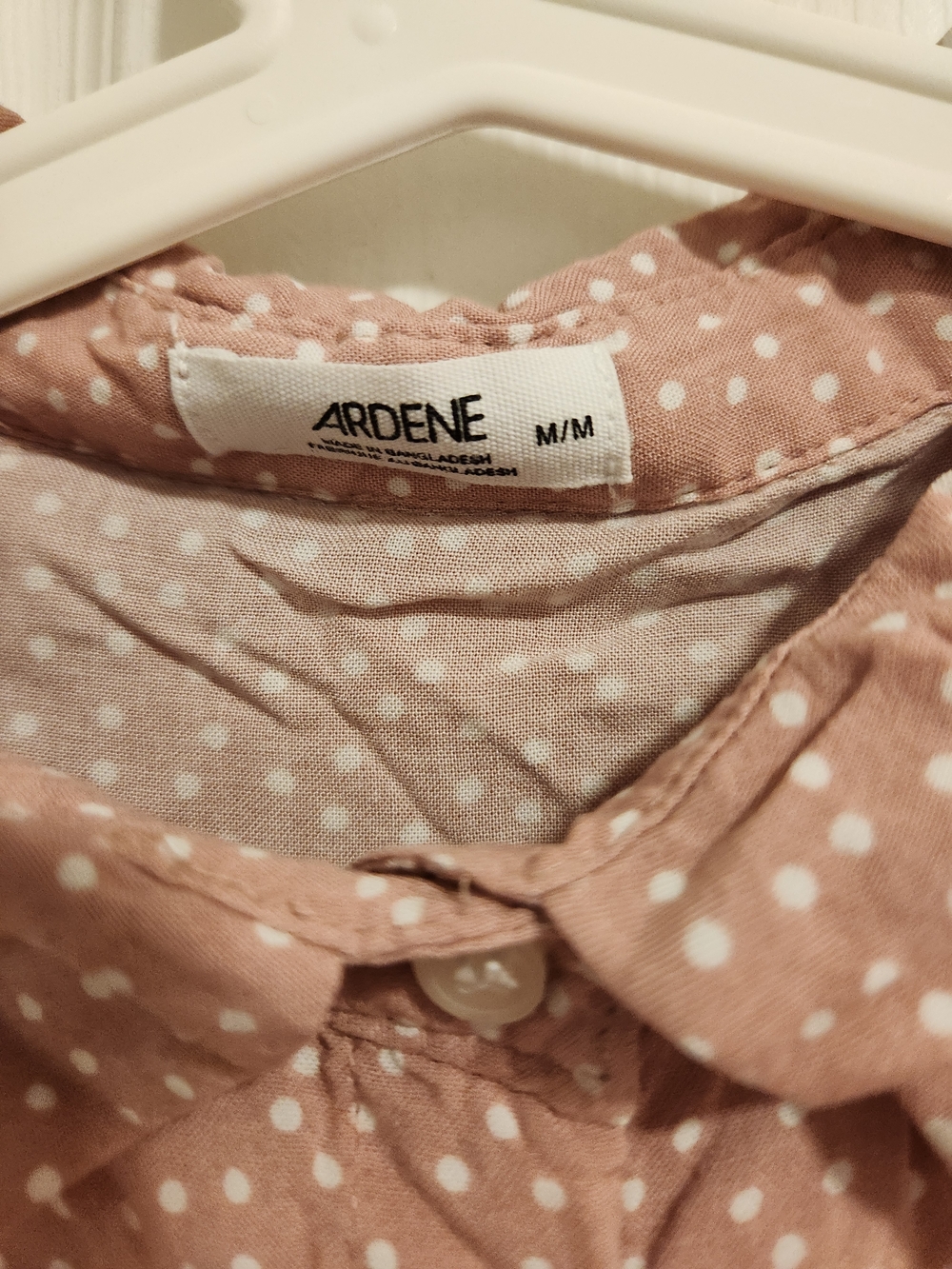 Ardene Polka Dot Button-Up Blouse in Dusty Rose